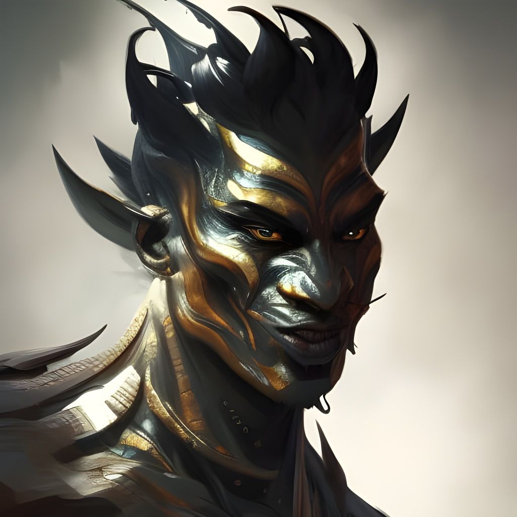 Detailed Black Dragon Man Portrait in 8K