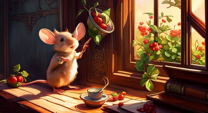 Mice on a Window: Art Nouveau Concept Art