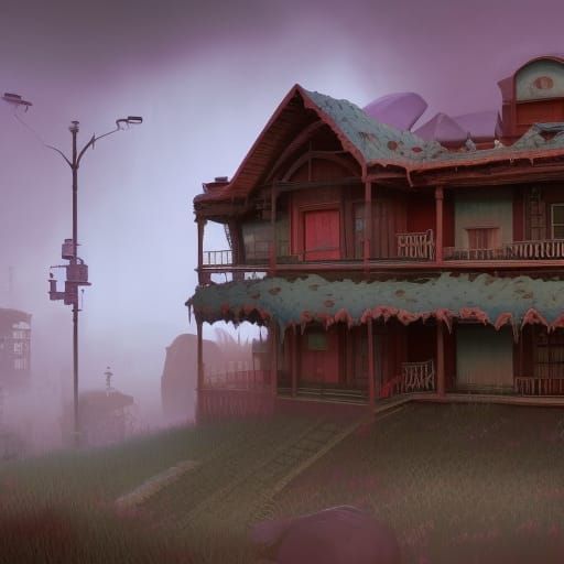 Creepy Motel in Detailed Matte Painting Style