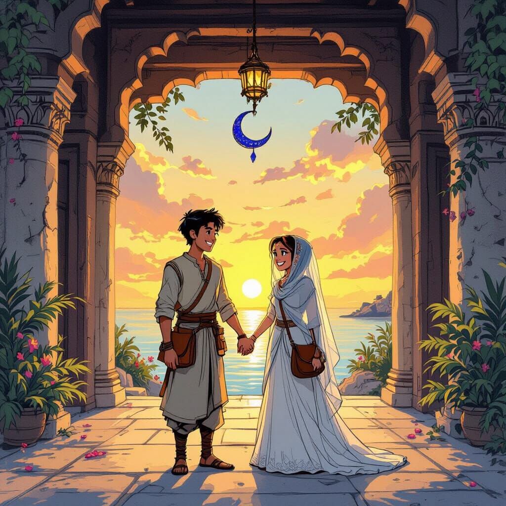 Joyful Wedding Celebration at Coastal Temple Entrance