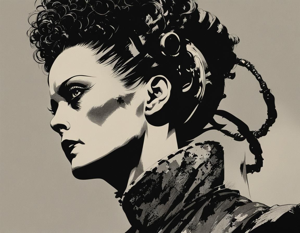 Bride of Frankenstein in Shinkawa's Illustrated Style