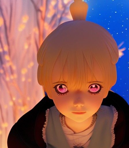 Red cabbage white Nosed cute frost bitten witch of a doll standing. Studio Ghibli, Anime Key Visual, by Makoto Shinkai, ...