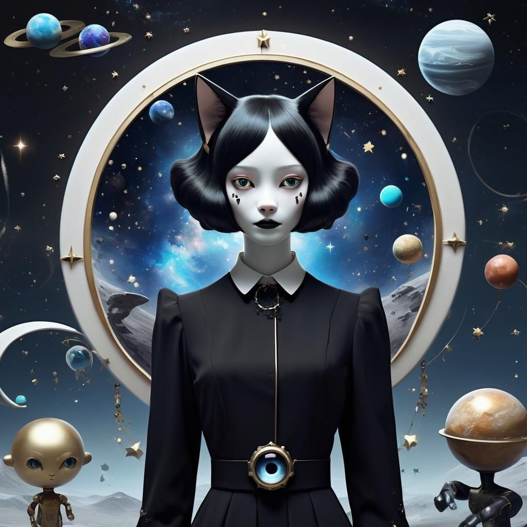 Surreal Figure Displaying Cosmic Scene