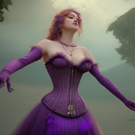 Woman in Purple Dress: Fantasy Concept Art