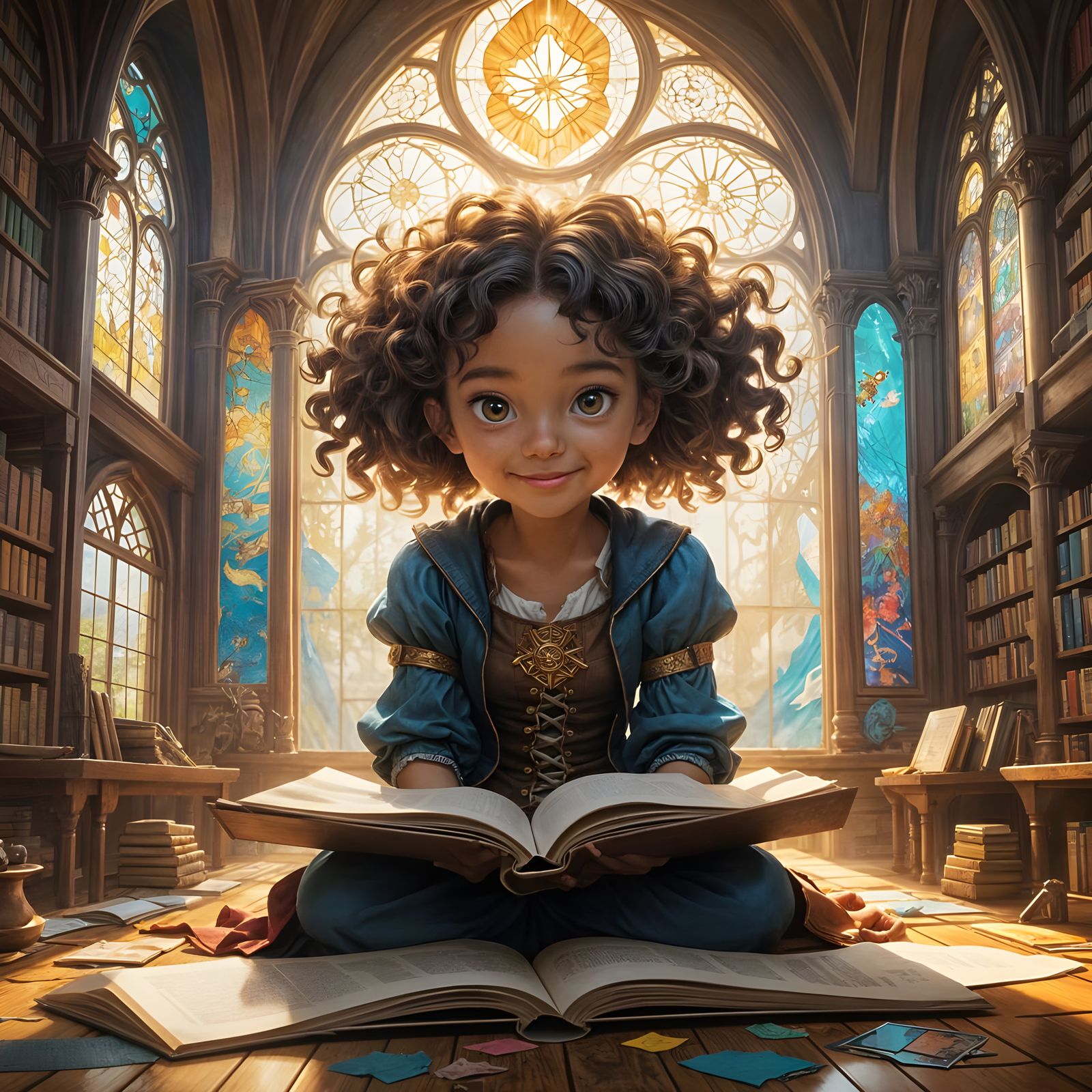 Enchanted Library Whimsy in Vibrant Colors