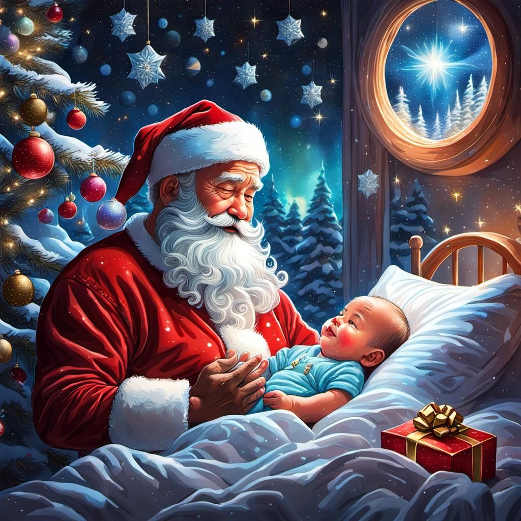 Santa's Visit: A Cosmic Holographic Illustration