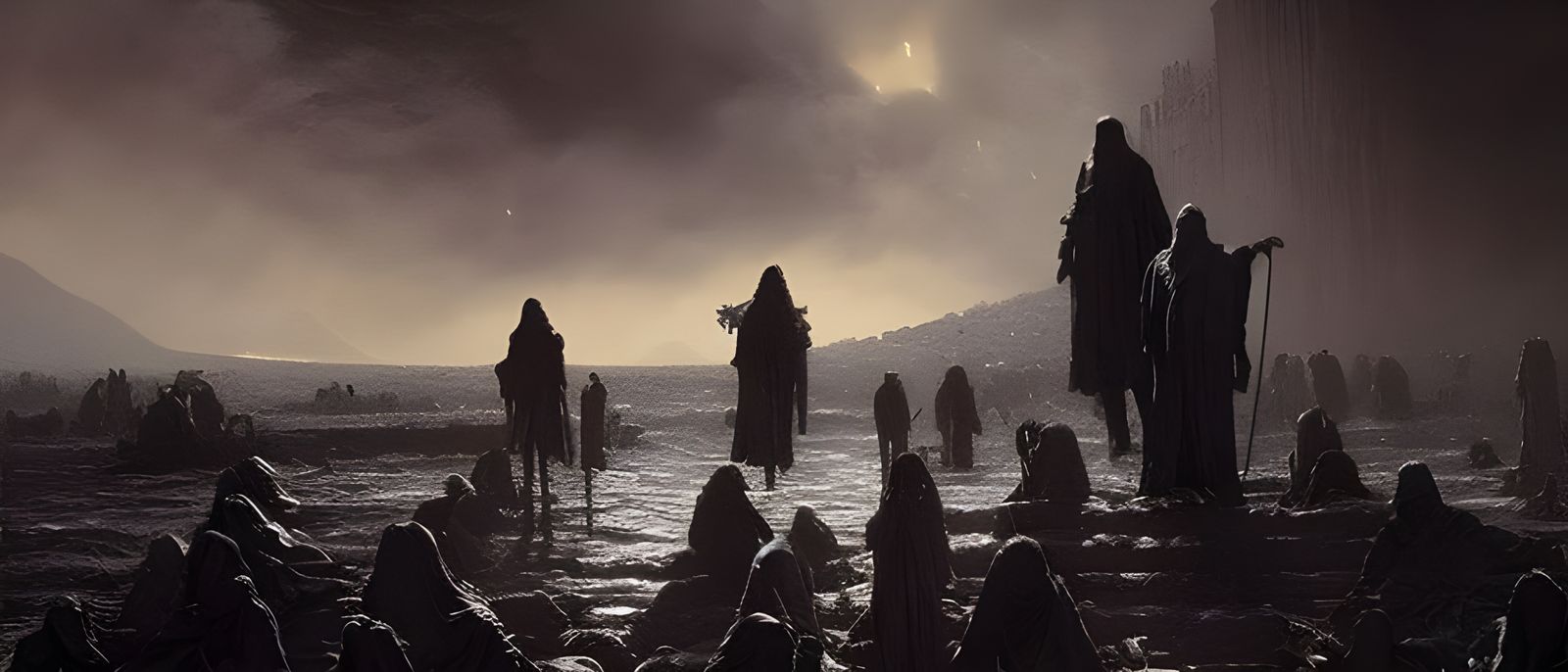 Eerie Haunted Field in Dark Fantasy Style