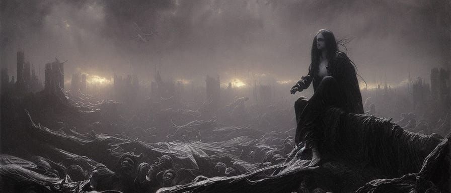 Eerie Haunted Field in Gothic Horror Style