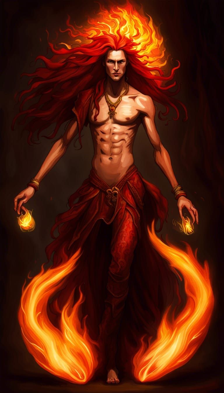 Androgynous Alien Fire Dancer Tarot Card
