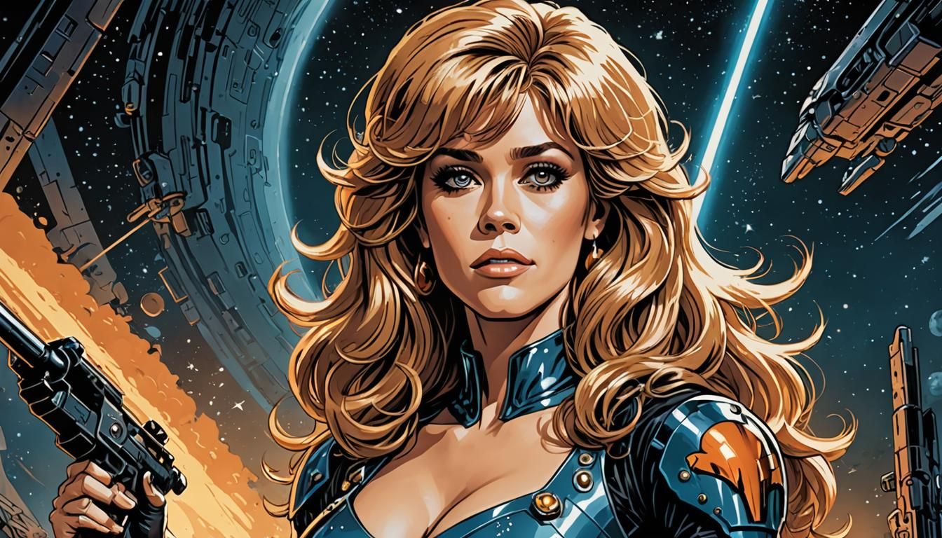 Jane Fonda as Barbarella: Cel-Shaded Digital Art