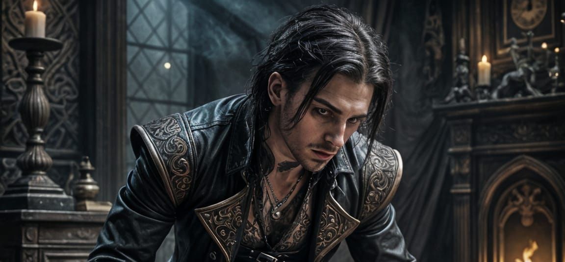 Gothic Steampunk Witch Dominates Shirtless Man