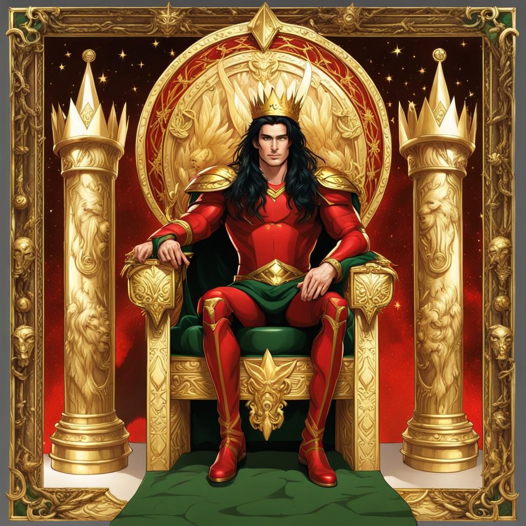 Celestial King on Gilded Throne with Magic Balance