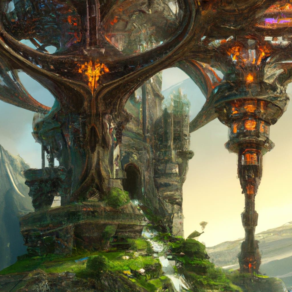 Elven Temple Ascends in Surreal Fibonacci Dreamscape