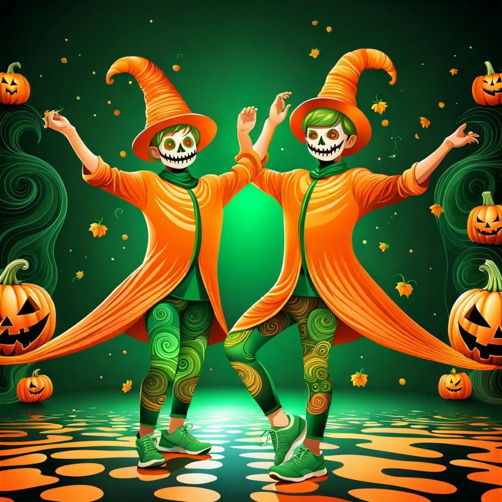 Kids Pumpkin Costume Halloween Party: Abstract Vector Art