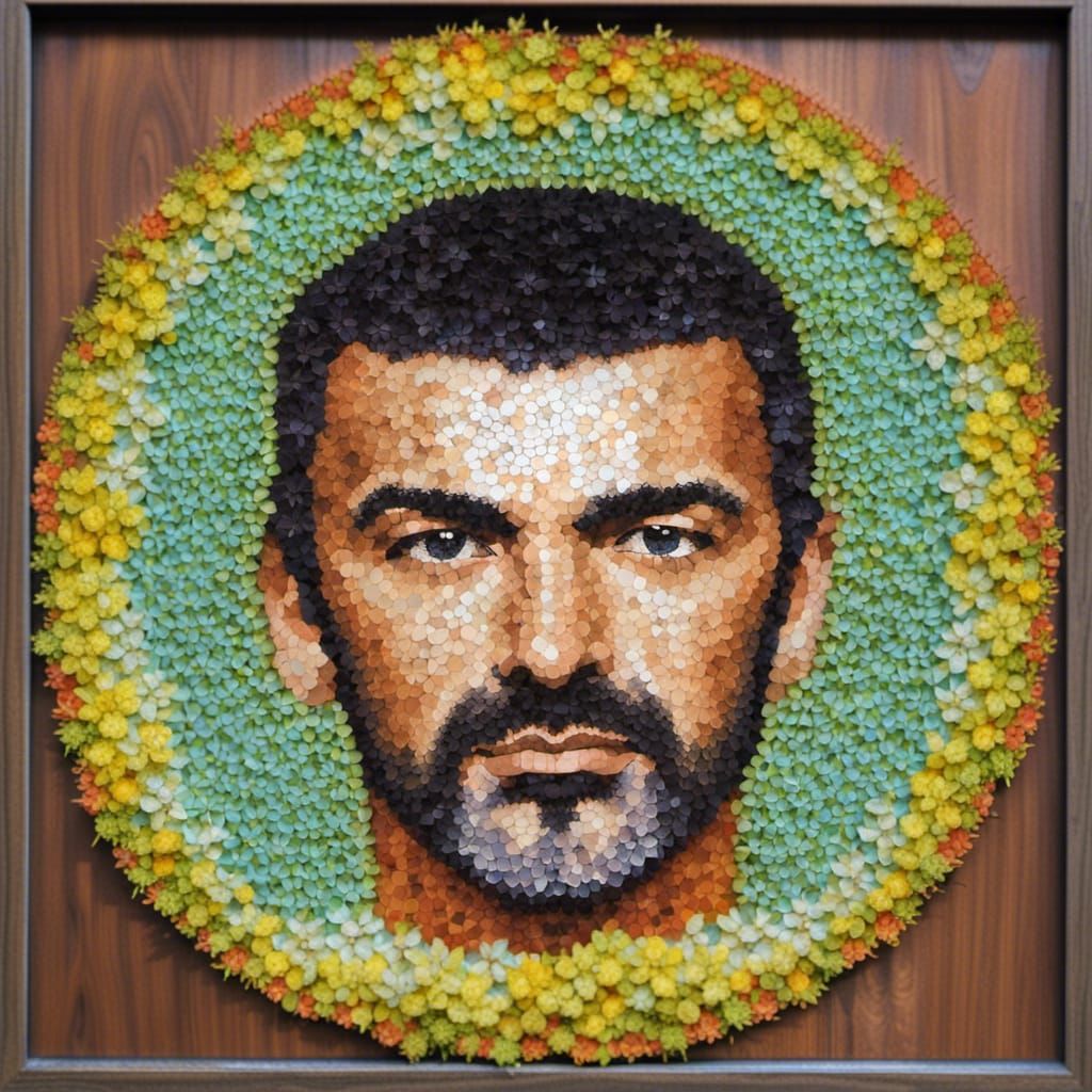 Floralmosaic portrait of George Michael