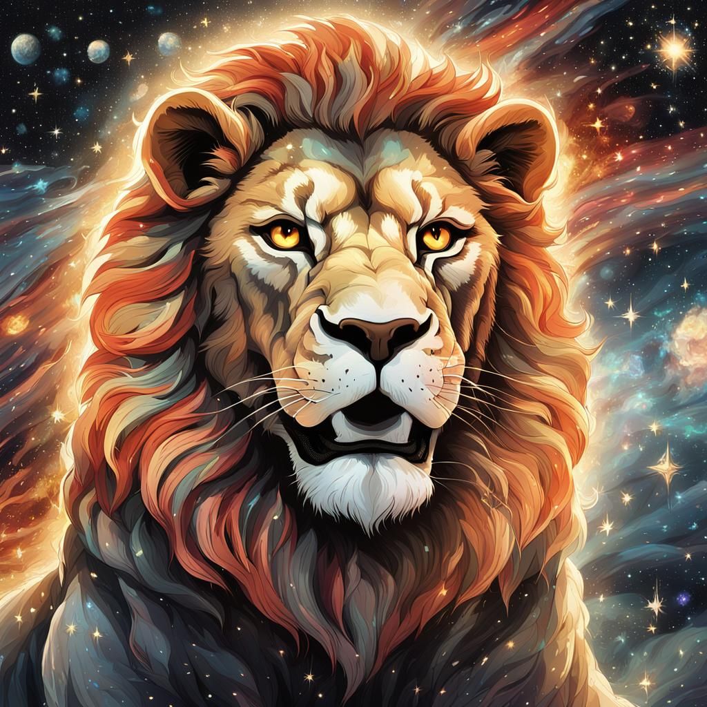 Radiant Lion Roaring in Galactic Space