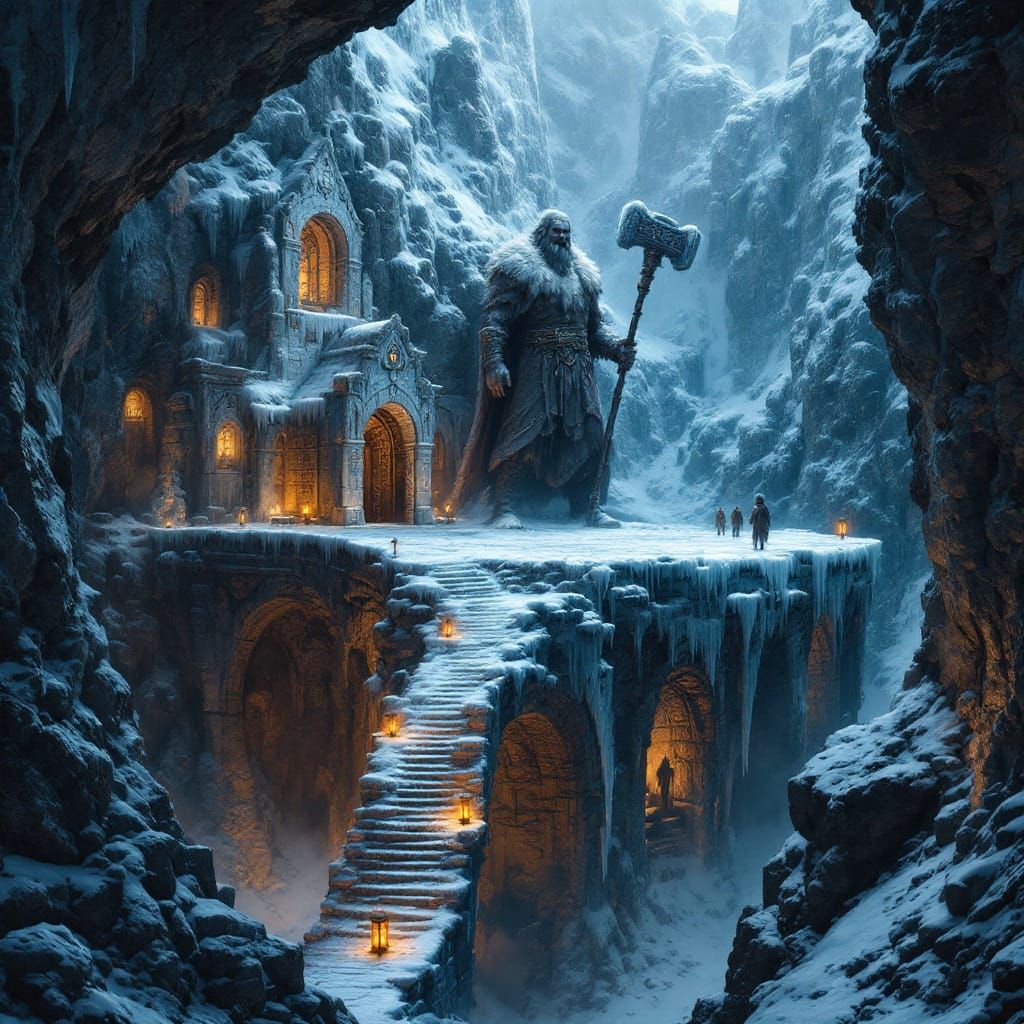 Icy Temple of the Earth God in Frozen Caldera