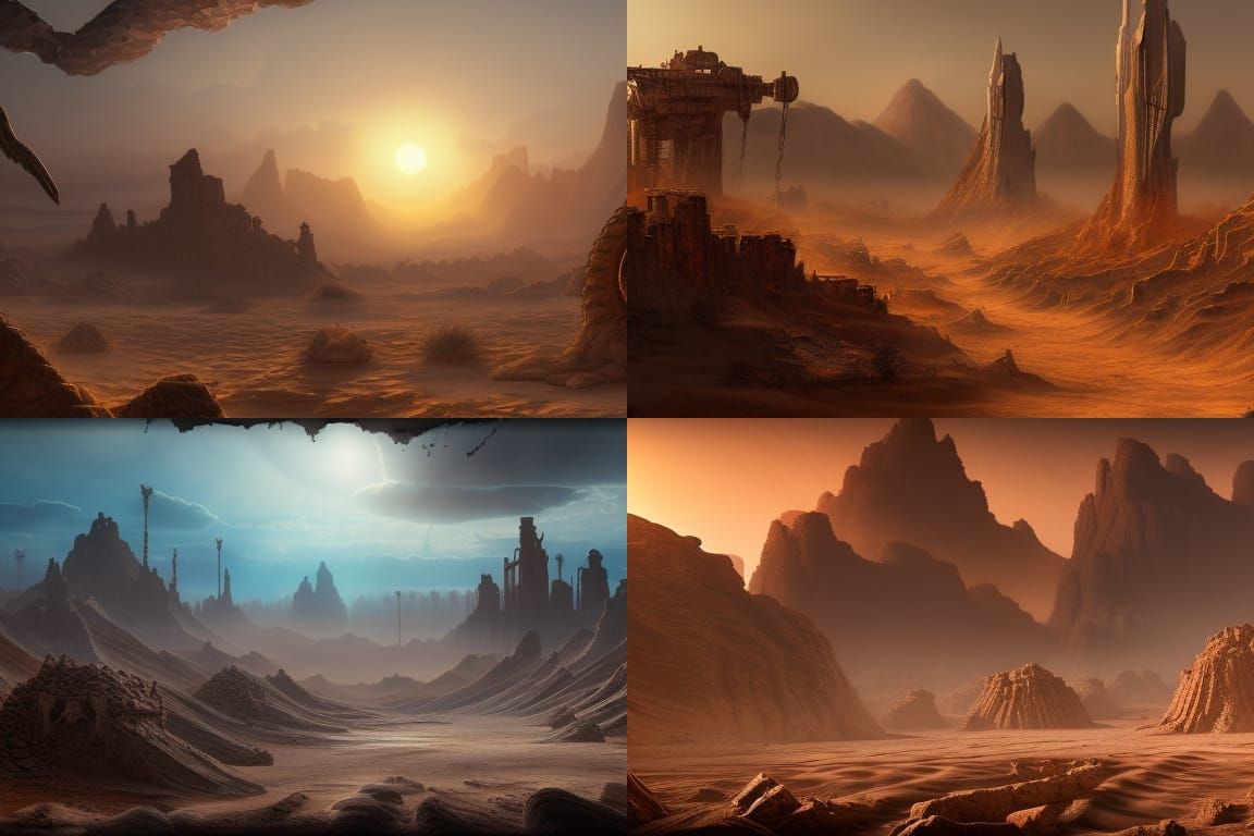 Post-Apocalyptic Desert Sunrise: Detailed Matte Painting
