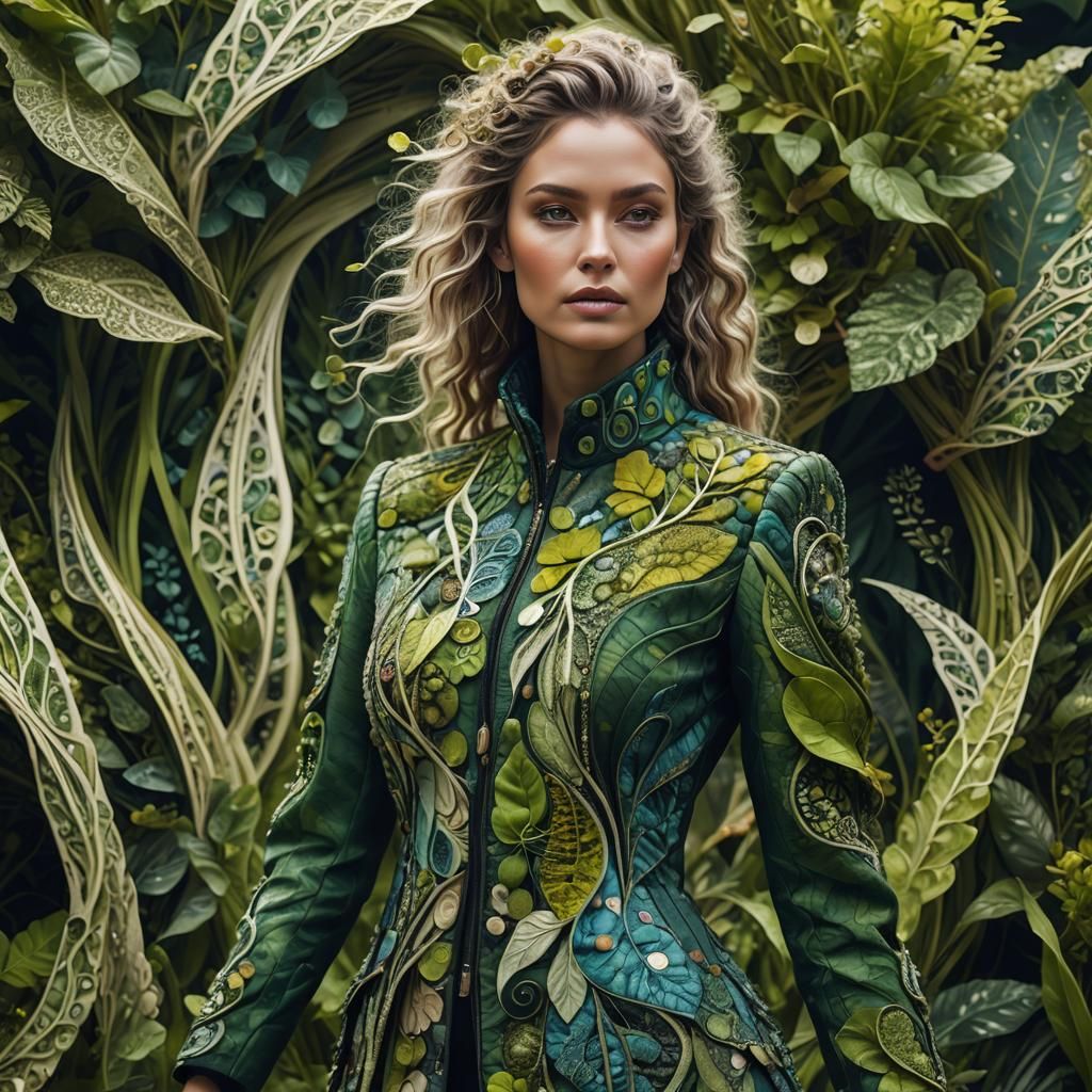 Sustainable Fashion: Seed-Embedded Jacket in Lush Greenery