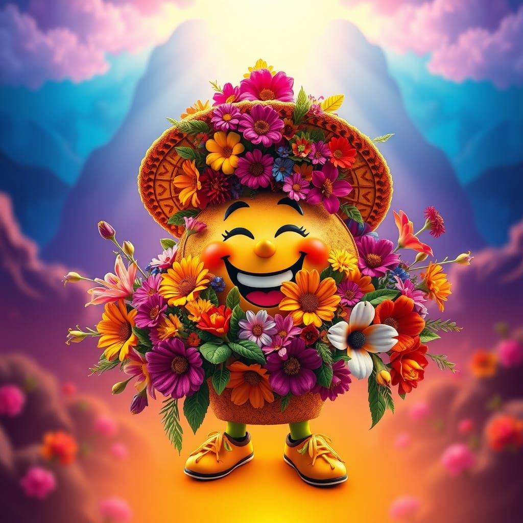 Vibrant Taco in Exotic Sombrero