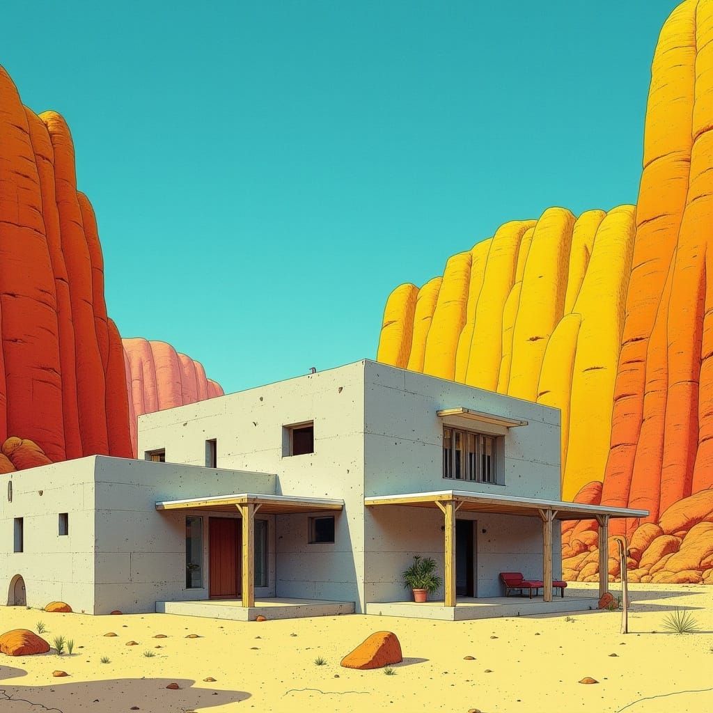 Desert House Inspired by Moebius and Syd Mead