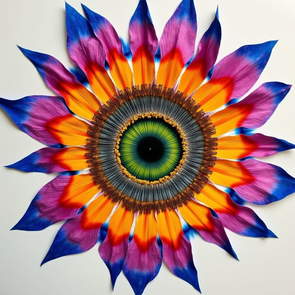 Vibrant Dye-Transfer Eye Flower Art