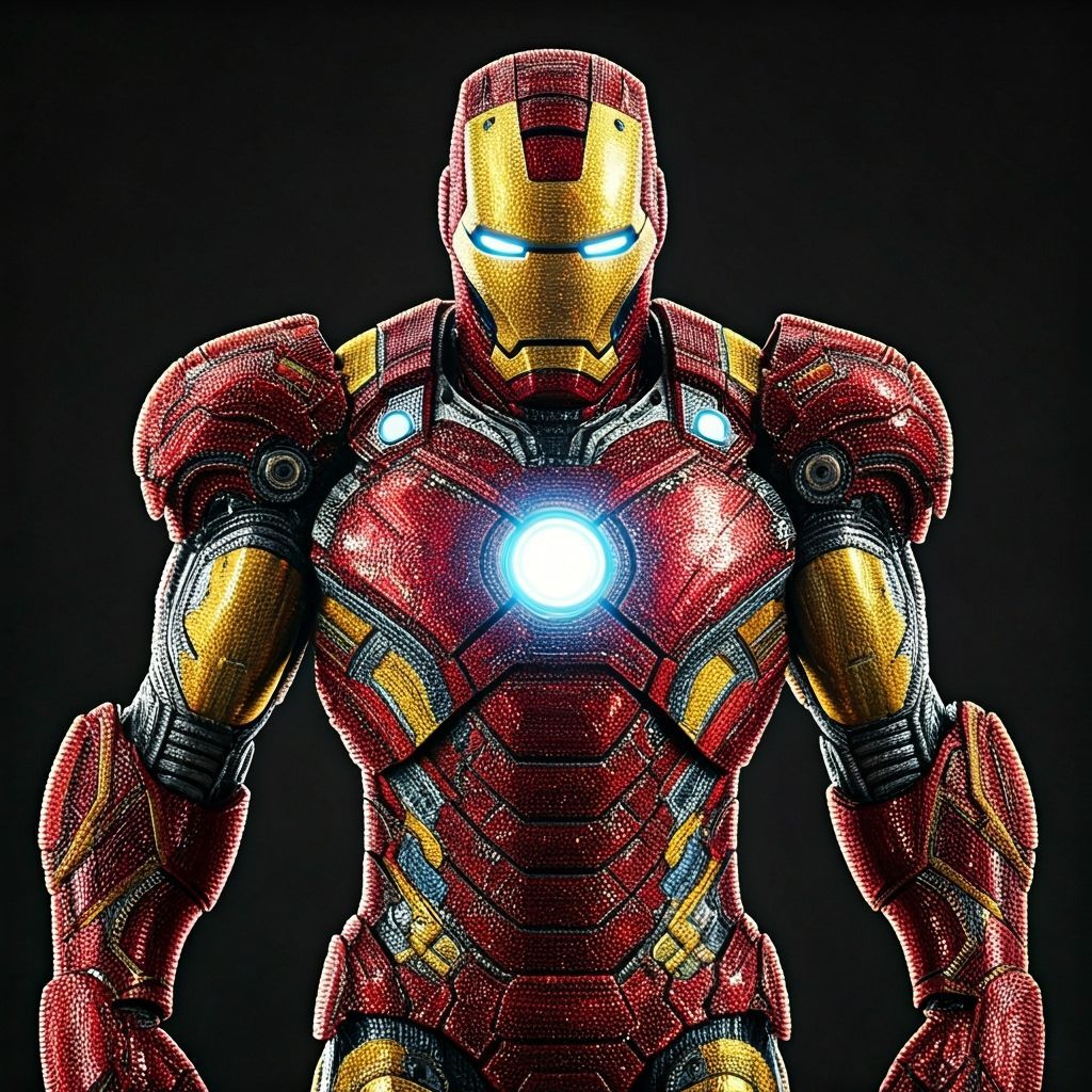Ironman in Beaded Armor: Pop Surrealism Digital Art