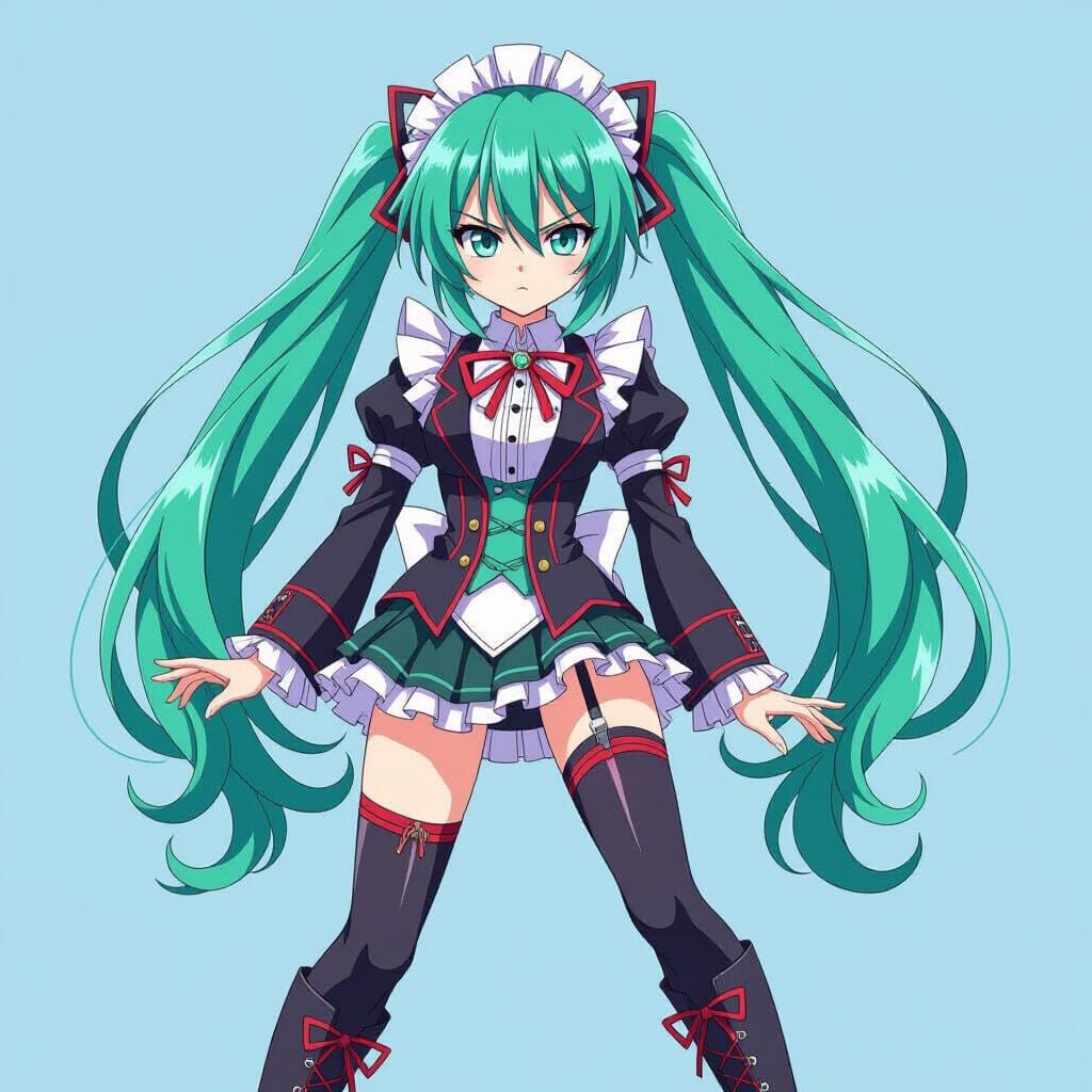 Hatsune Miku in Maid Outfit, Anime Style
