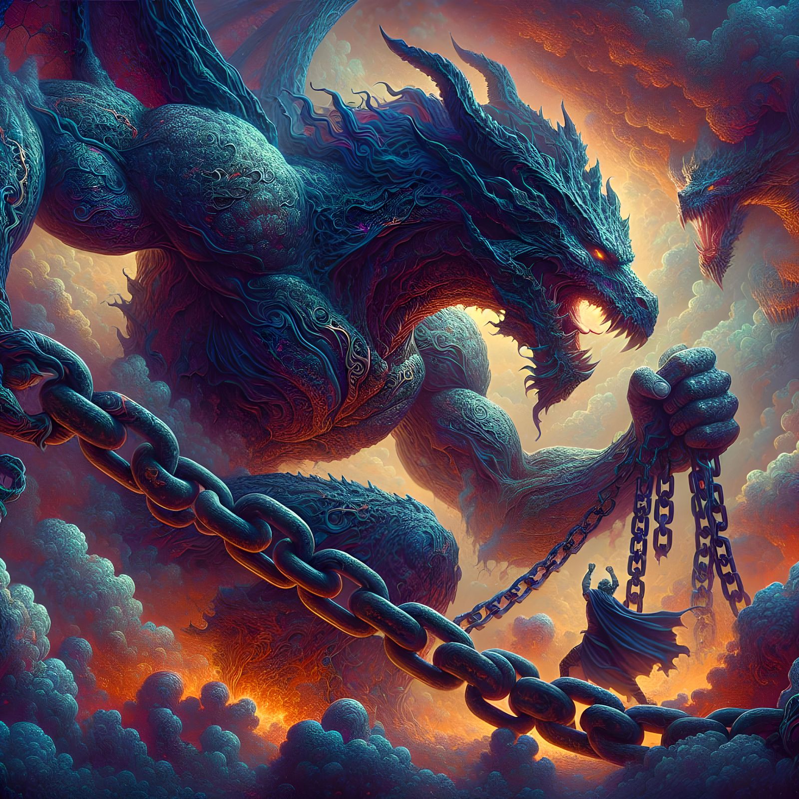 Imprisoned Dragon Breaks Free: Fantasy Matte Painting