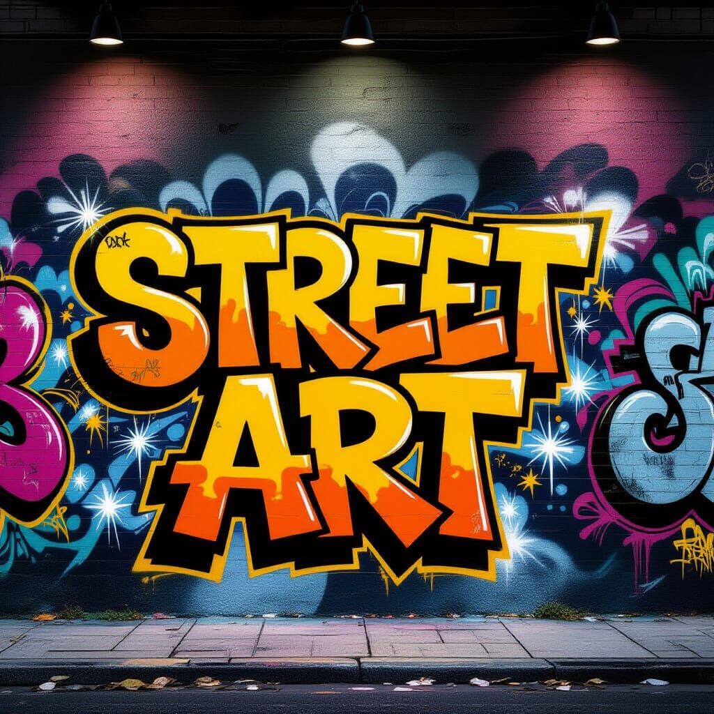 Street Art PowerPoint Background with Readable Graffiti Lett...