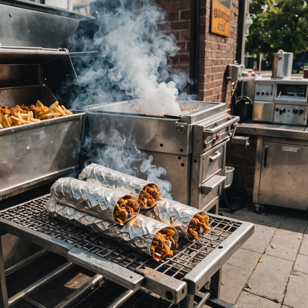 Burritos Smoking Joint in Deep Fryer Rack