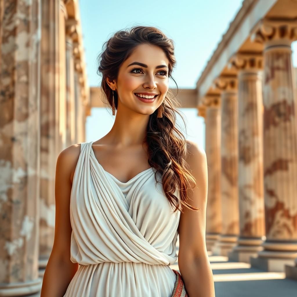 Brunette Venus in Ancient Greek Temple Setting