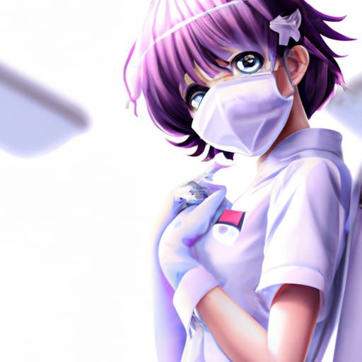 Cute Surgical Nurse in Anime Key Visual Style