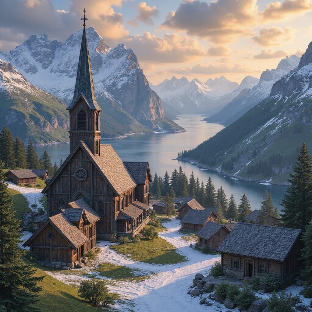 Tirvik: Nordic Village in Dreamlike Fantasy Landscape