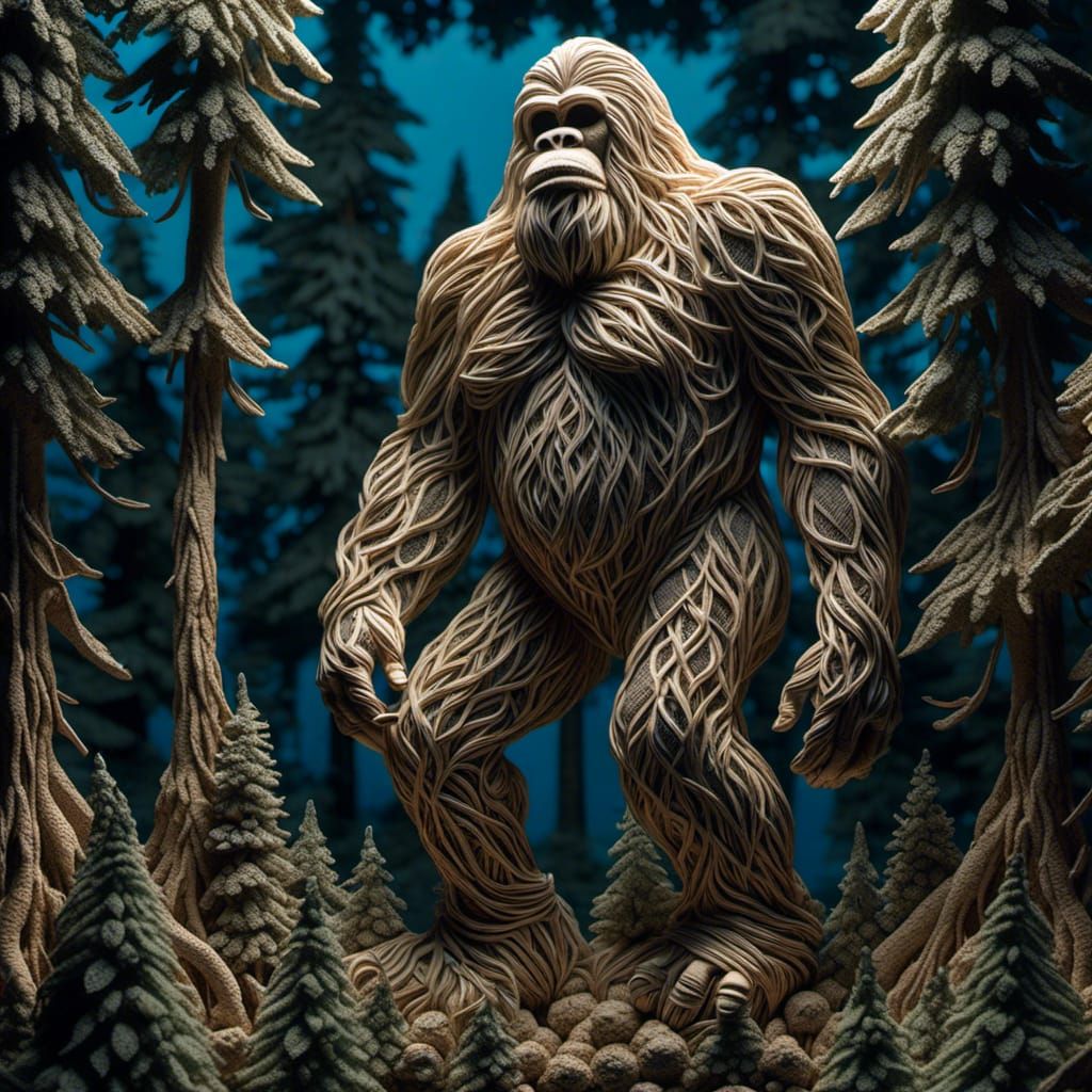 Lace Sasquatch in Lace Forest Diorama
