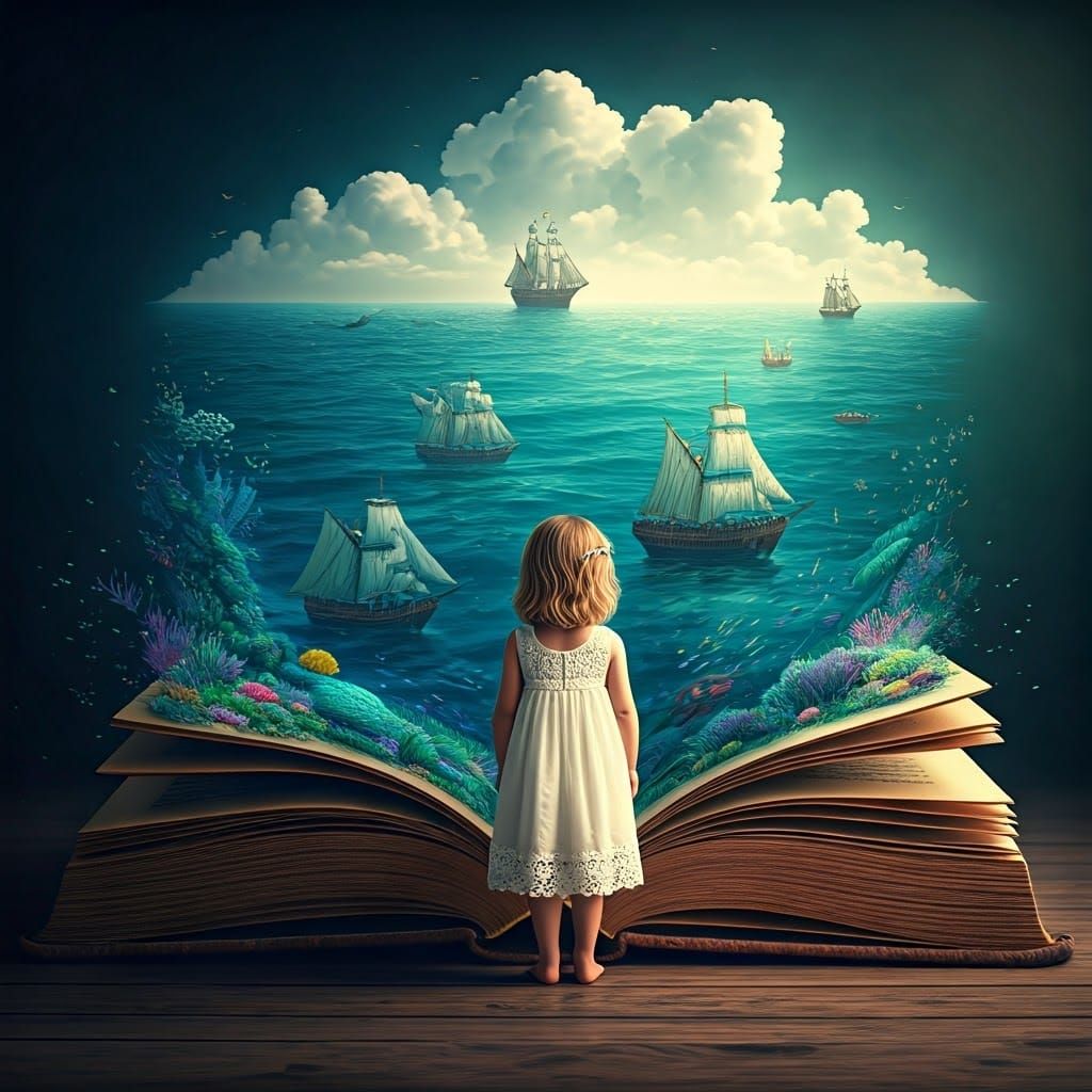 Child's Oceanic Book Discovery in Photorealistic Detail