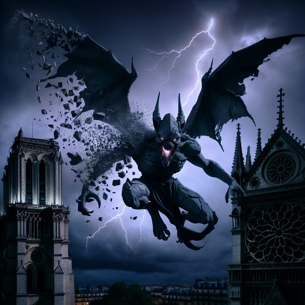 Gargoyle Transformation at Notre-Dame: A Gothic Awakening