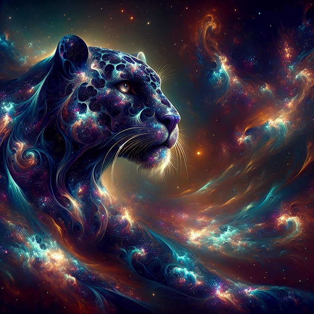 Celestial Jaguar in Matte Painting Style