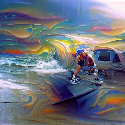 Nostalgic 1990s Scene as Oil Painting