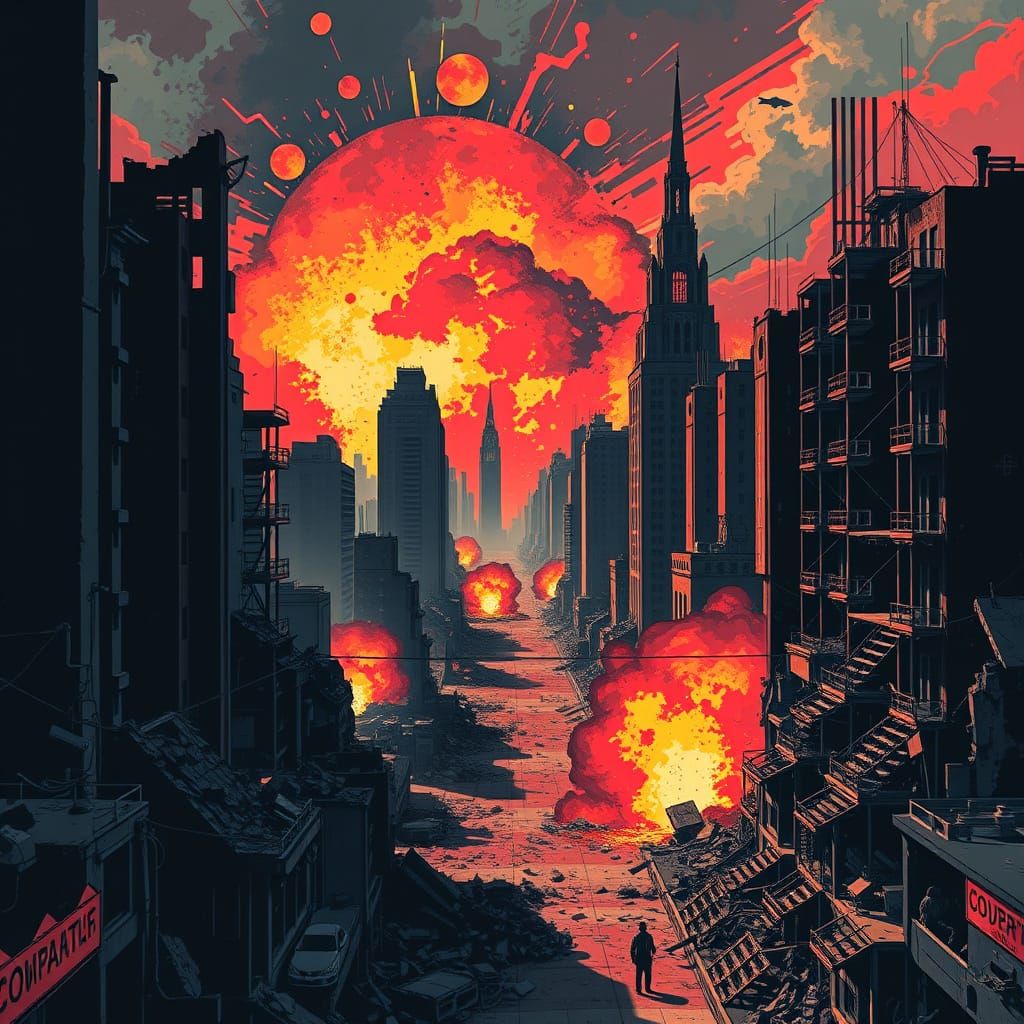 Post-Apocalyptic Cityscape in Bauhaus Style