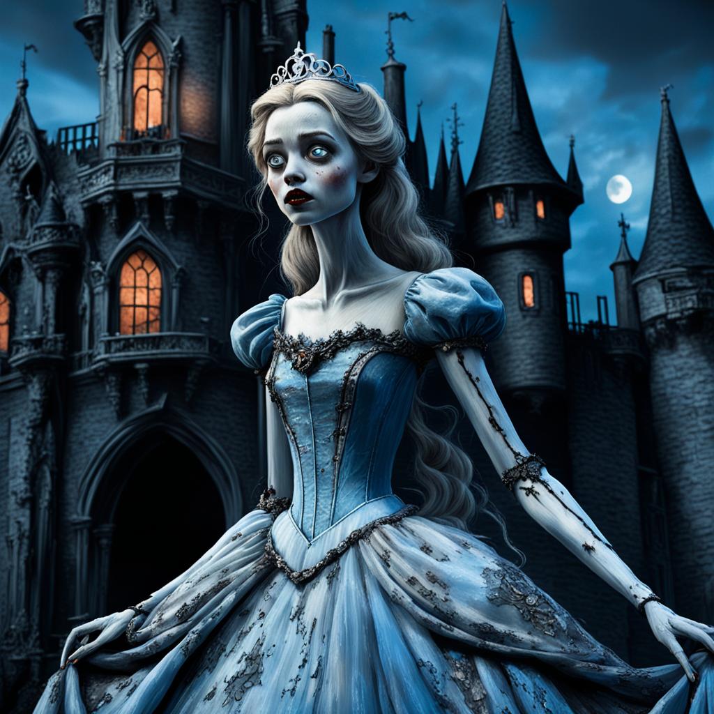 Zombie Cinderella in Gothic Disney Castle