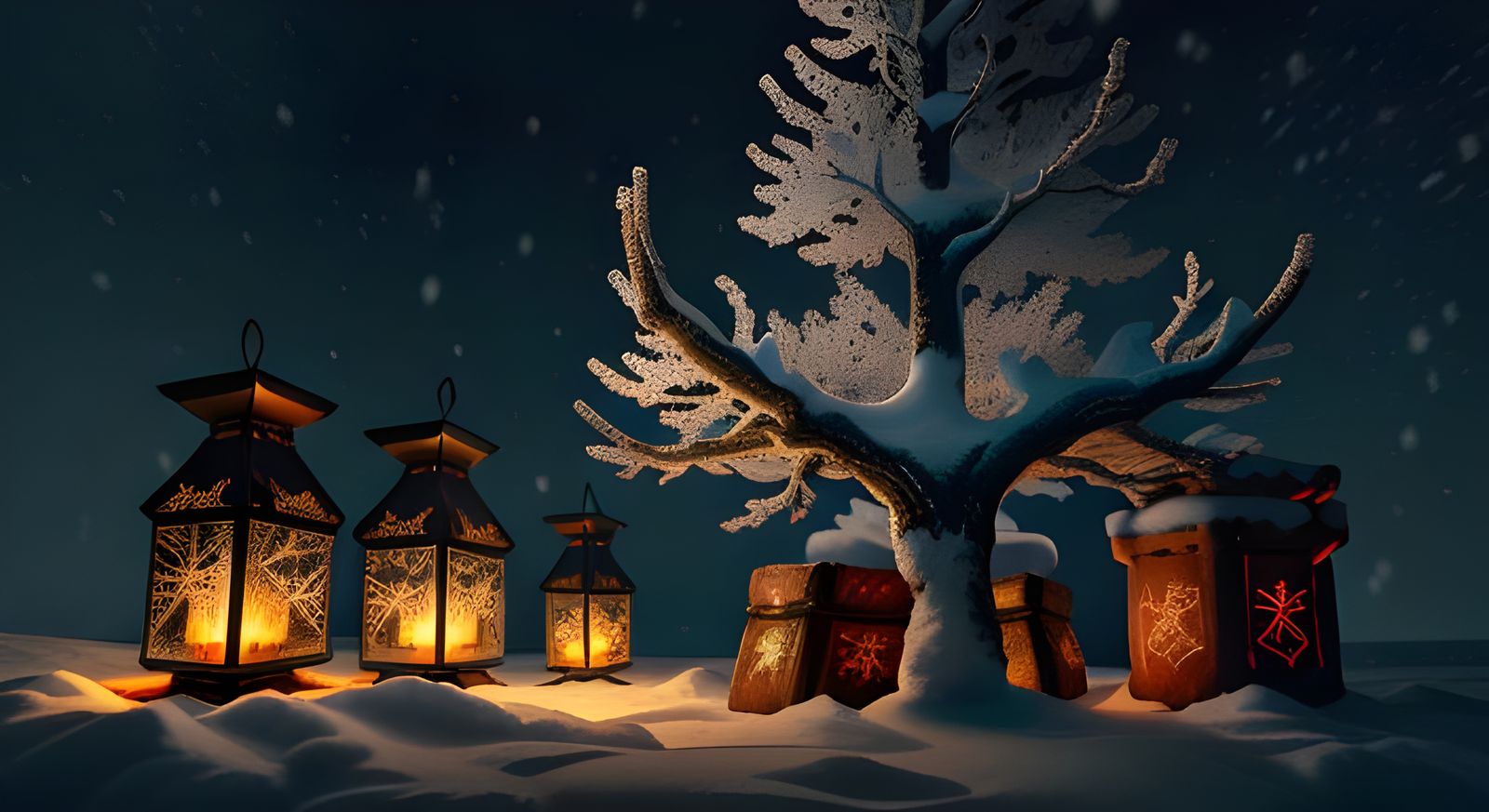 Dark Yule Magic: Viking Warriors in Winter Landscape