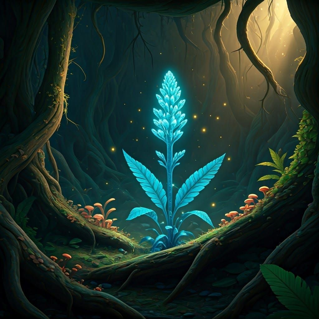 Glowing Magic Bean in Mystical Forest, Unreal Engine