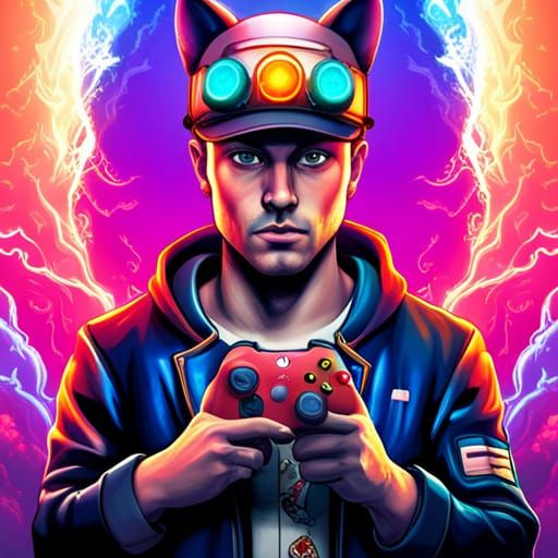 Atom Punk Kawaii Man with Wolf Hat