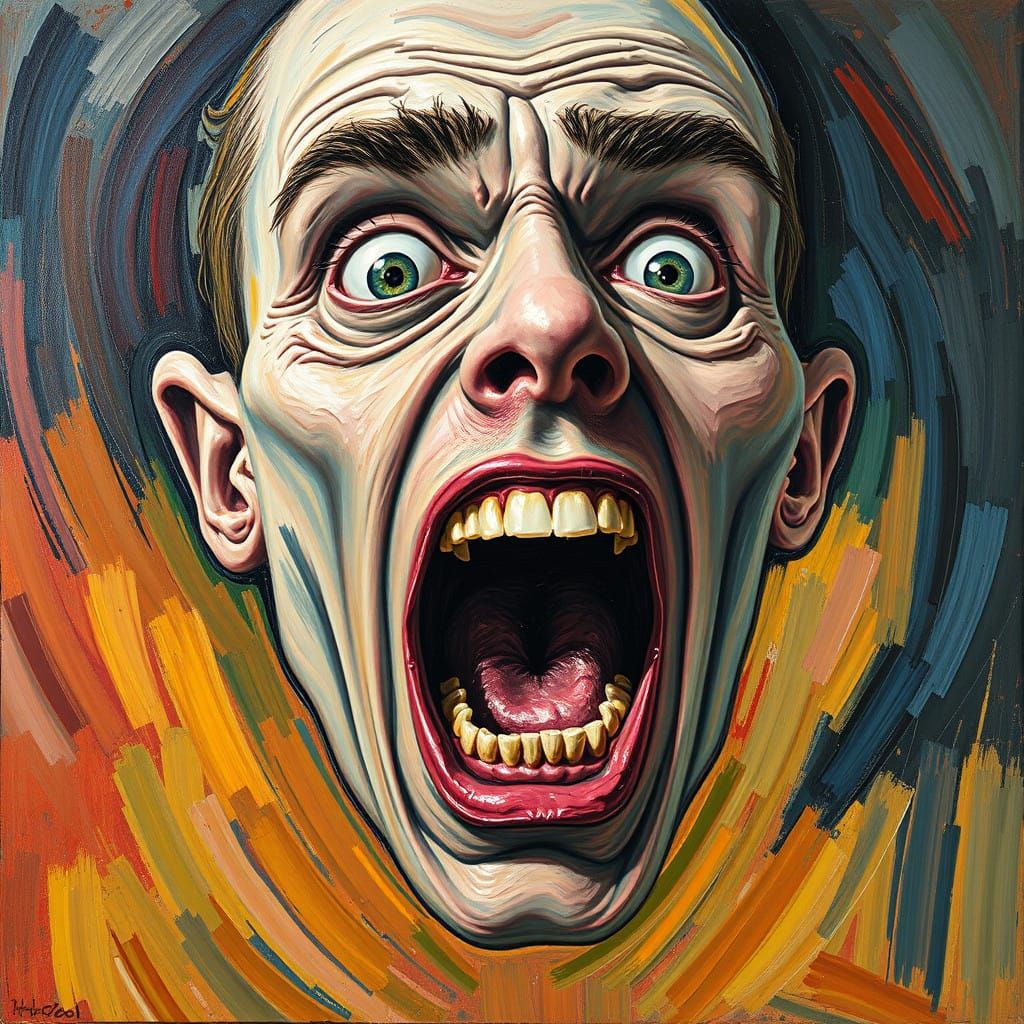 Distorted Scream in Vibrant Brushstrokes