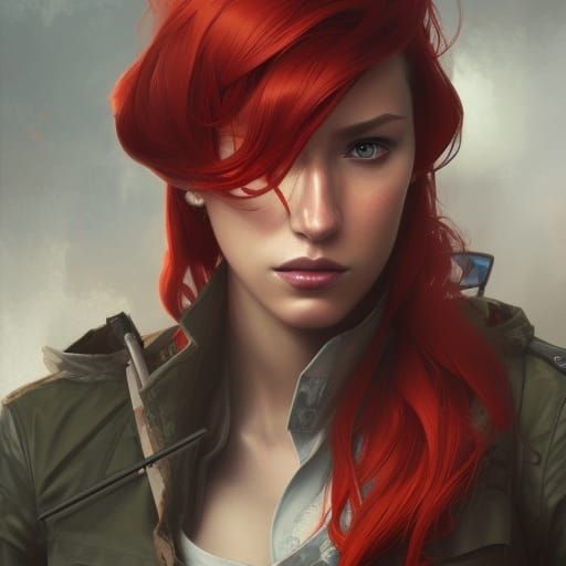 Redhead Secret Agent Portrait in Hyperdetailed Style