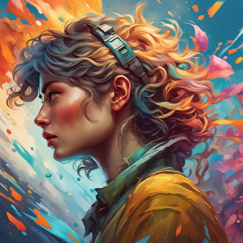 Human-Computer Hybrid Portrait in Splash Art Style