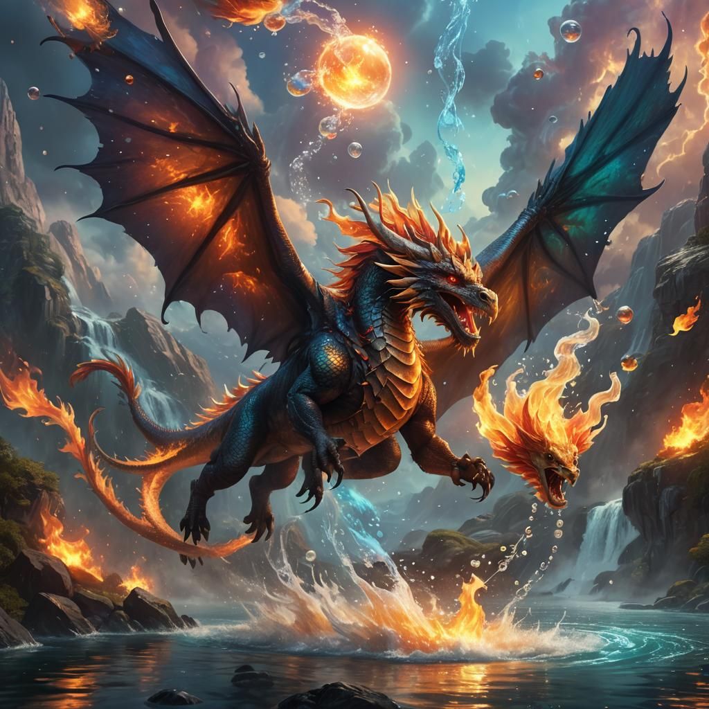 Dragon with Phoenix Wings: Vivid Digital Art