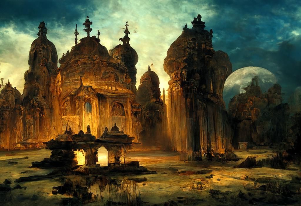 Detailed Hindu Temple in Romantic Gothic Style