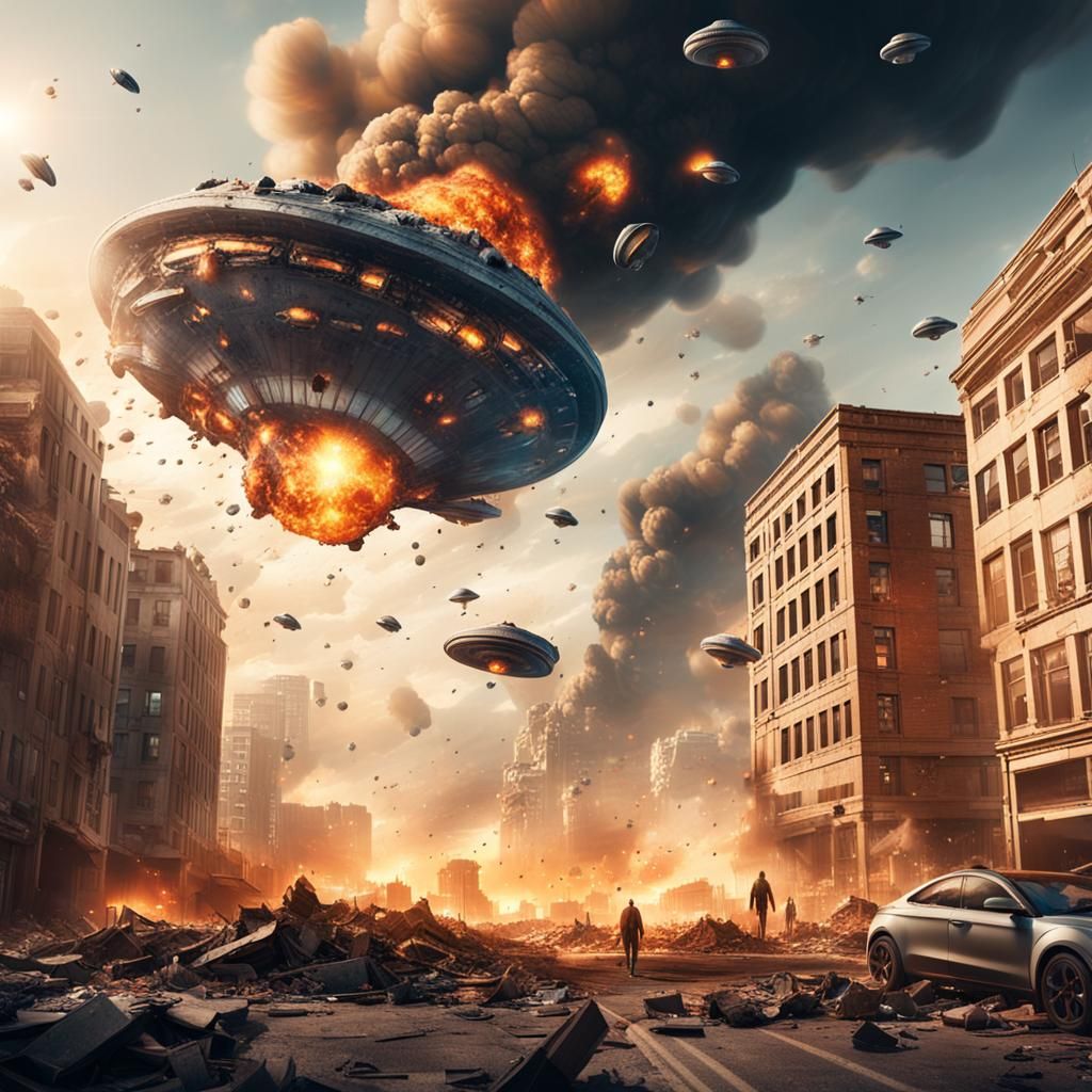 UFOs Attack City in Explosive Action Photography